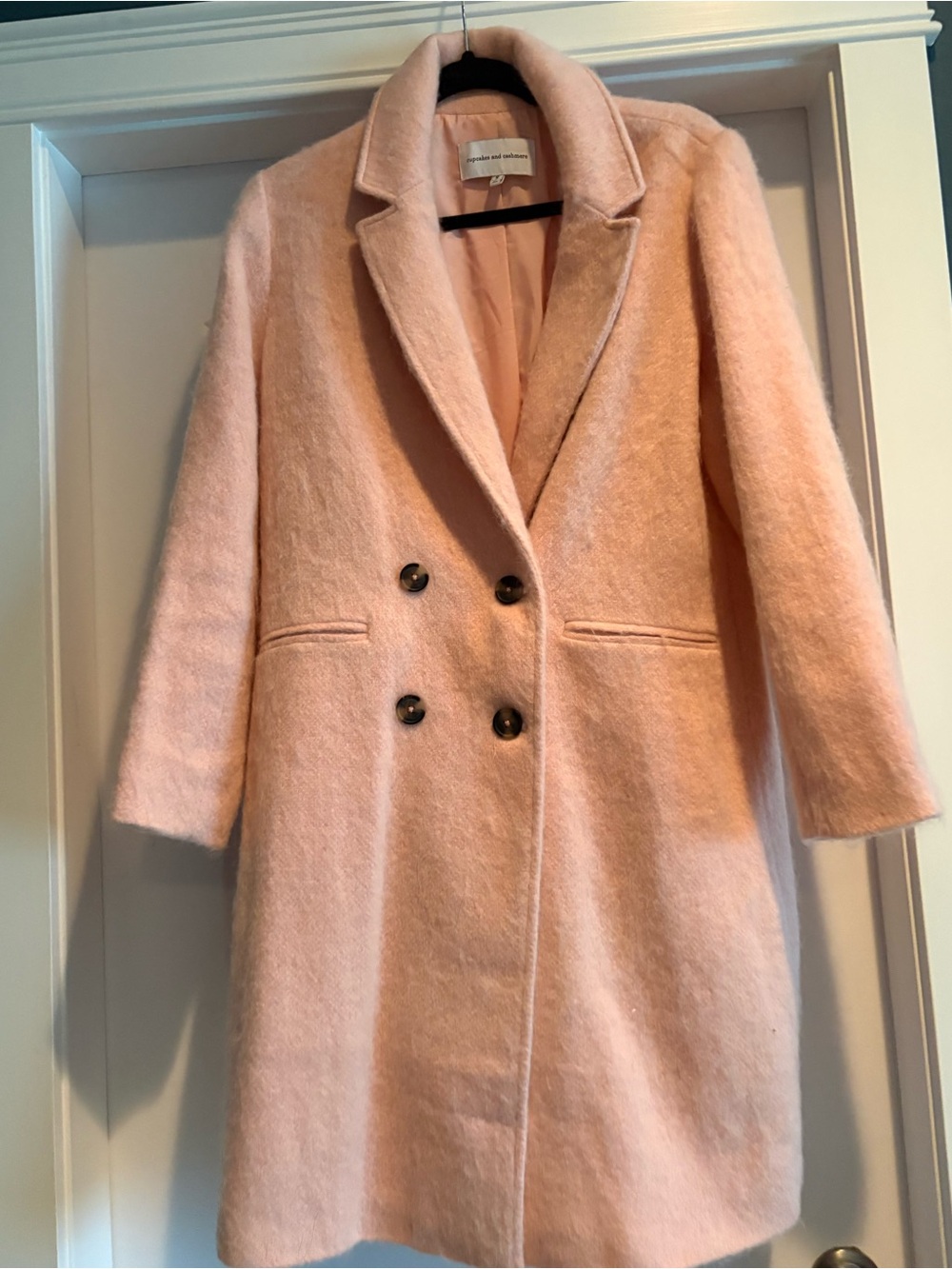 Cupcakes & Cashmere Woven Pink Double-Breasted Women's Coat